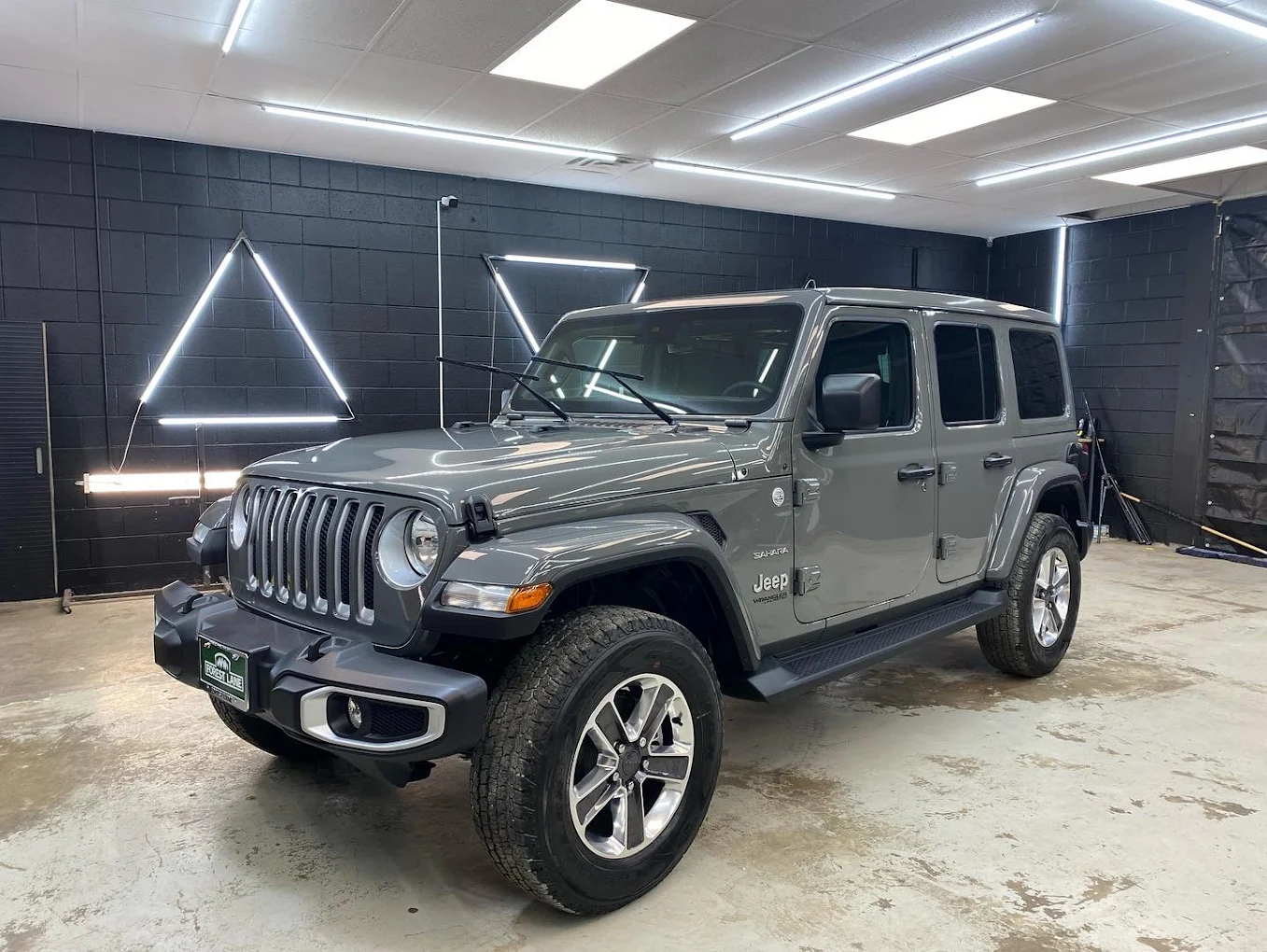 Gray Jeep Wrangler after complete detail